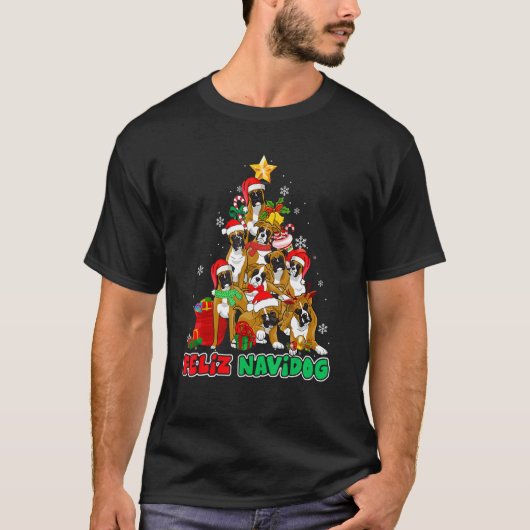 Feliz Navidog Feliz Navidad Christmas Boxer Dog T-Shirt (Vorderseite)