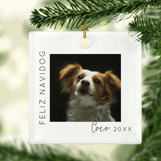 Feliz Navidog | Foto Weihnachtsbaum Ornament Aus Metall