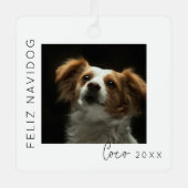 Feliz Navidog | Foto Weihnachtsbaum Ornament Aus Metall (Vorderseite)