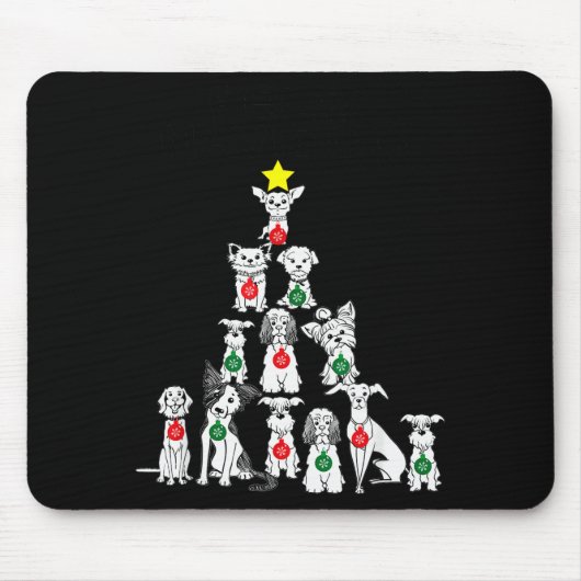 Feliz Navidog Funny Christmas Dog Cute Xmas Tree D Mousepad (Vorne)