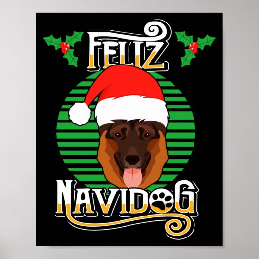 Feliz Navidog German Shepherd Dog Holiday Merry Ch Poster (Vorne)