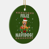 Feliz Navidog Golden Retriever Dog Ugly Sweater Keramik Ornament (Rechts)