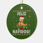 Feliz Navidog Golden Retriever Dog Ugly Sweater Keramik Ornament (Links)