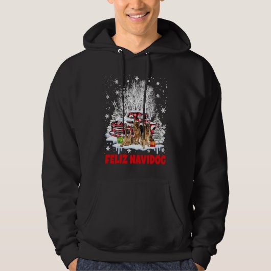 Feliz Navidog Merry Xmas Santa German Shepherd Pla Hoodie (Vorderseite)