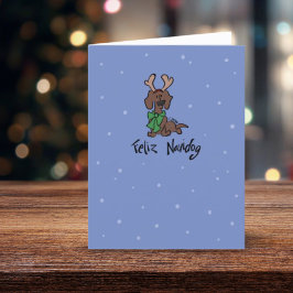Feliz Navidog Niedliche Dackel Rentier Feriencard Feiertagskarte