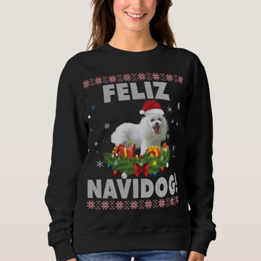 Feliz Navidog Poodle Dog Ugly Sweater Christmas Sa Sweatshirt (Vorderseite)