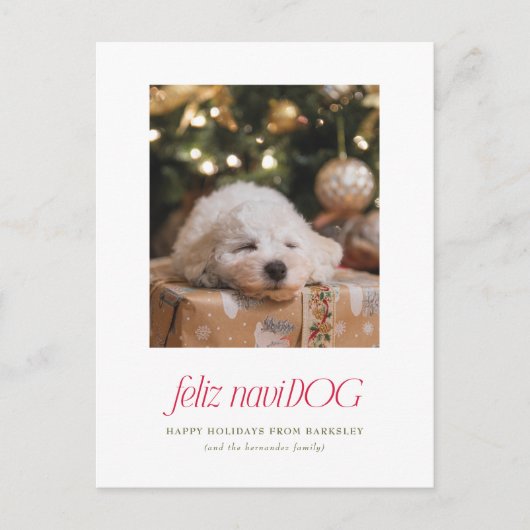 Feliz NaviDog Punny Pet Foto Weihnachten Postkarte (Vorderseite)