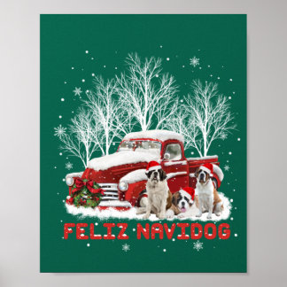 Feliz Navidog Saint Bernard Christmas Dovers Liebh Poster