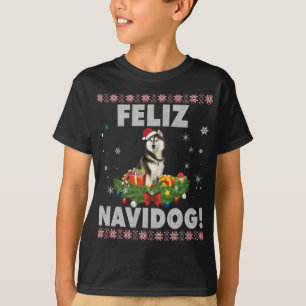 Feliz Navidog Siberian Husky Dog Ugly Sweater Chri T-Shirt