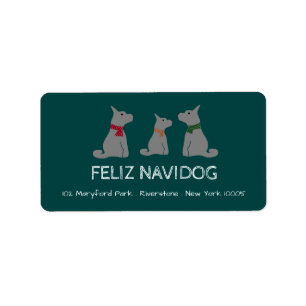 Feliz Navidog, spanischer Weihnachtsstil Adressaufkleber