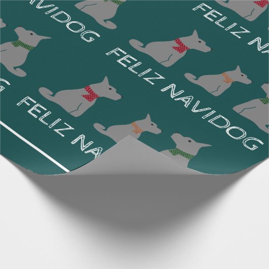 Feliz Navidog, spanischer Weihnachtsstil Geschenkpapier (Ecke)