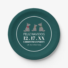 Feliz Navidog, spanischer Weihnachtsstil Pappteller