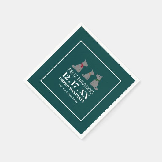 Feliz Navidog, spanischer Weihnachtsstil Serviette (Ecke)