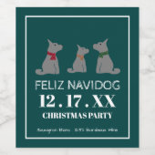 Feliz Navidog, spanischer Weihnachtsstil Weinetikett (Einzelnes Label)