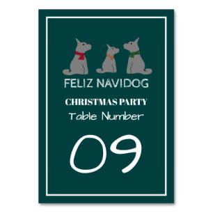 Feliz Navidog, spanischer Weihnachtstisch Nr. Tischnummer