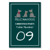 Feliz Navidog, spanischer Weihnachtstisch Nr. Tischnummer (Rückseite)