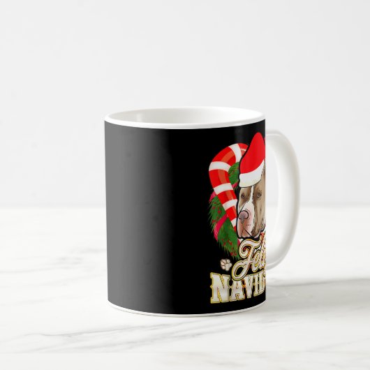 Feliz Navidog Tbull With Santa Claus Hat Ttie Chri Kaffeetasse (VorderseiteRechts)