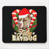 Feliz Navidog Tbull With Santa Claus Hat Ttie Chri Mousepad (Vorne)