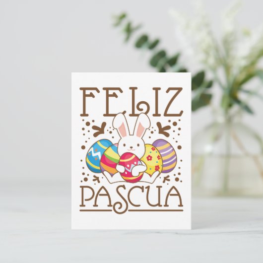 Feliz Pascua Happy Oaster Spanisch Postkarte (Stehend Vorderseite)