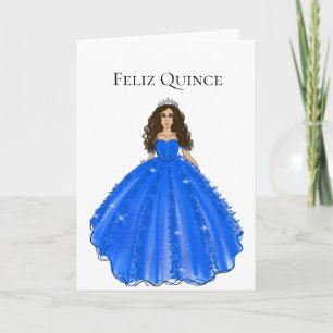 Feliz Quince - Blaue Quinceañera-Geburtstagskarte Karte