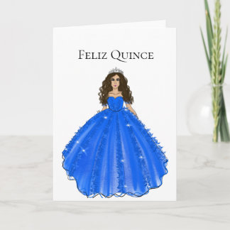 Feliz Quince - Blaue Quinceañera-Geburtstagskarte  Karte