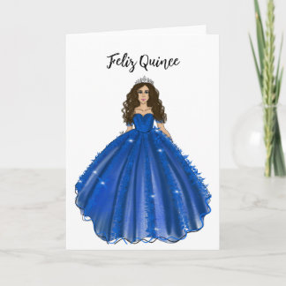 Feliz Quince - Dunkelblaue Quinceañera-Geburtstag  Karte