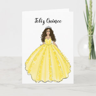 Feliz Quince - Gelbe Quinceañera-Geburtstagskarte  Karte