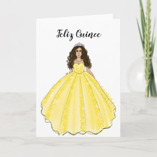 Feliz Quince - Gelbe Quinceañera-Geburtstagskarte  Karte