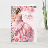 Feliz Quinceanera 15th Birthday Blush Pink Roses Karte (Vorderseite)