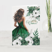 Feliz Quinceanera 15th Birthday Emerald Green Karte (Vorderseite)