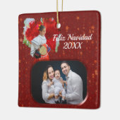 Feliz Weihnachts-Blume & Sterne 2555 Keramikornament (Links)