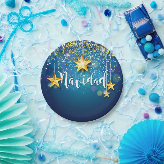 Felize Navidad Gold Stars Weihnachten 7" Pappteller (Party)