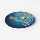 Felize Navidad Gold Stars Weihnachten 7" Pappteller (Schrägansicht)