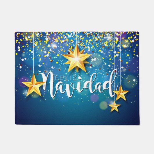 Felize Navidad Gold Stars Weihnachten Fußmatte (Vorderseite)