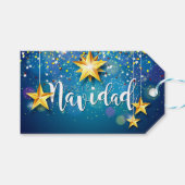 Felize Navidad Gold Stars Weihnachten Geschenkanhänger (Vorderseite (Horizontal))