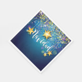 Felize Navidad Gold Stars Weihnachtsfest Serviette (Ecke)