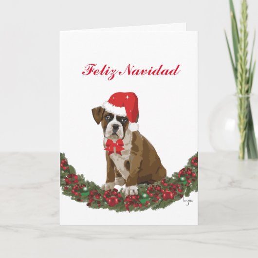 Felize Navidad lindo perro festivo Feiertagskarte (Vorderseite)
