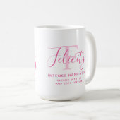 Felizitätsname bedeutet rosa Monogramm-Text Kaffeetasse (VorderseiteRechts)