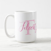 Felizitätsname bedeutet rosa Monogramm-Text Kaffeetasse (Links)