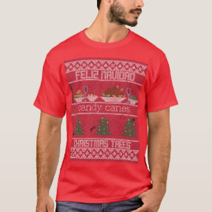 Feliznavidad Zuckerstangen und Weihnachtsbäume T-Shirt