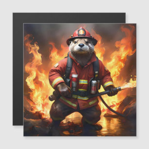 **"Fell und Flammen: Der Otter-Feuerwehrmann lösch Magnetkarte