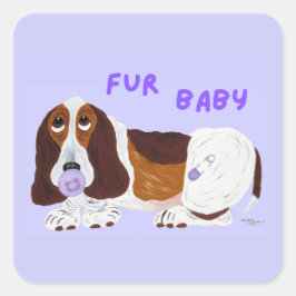 Fellbaby Basset Hound Welpe Quadratischer Aufkleber