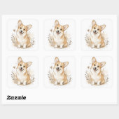 Fellbaby: Corgi Quadratischer Aufkleber (Blatt)