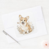 Fellbaby: Corgi Quadratischer Aufkleber (Umschlag)