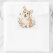 Fellbaby: Corgi Quadratischer Aufkleber (Tasche)