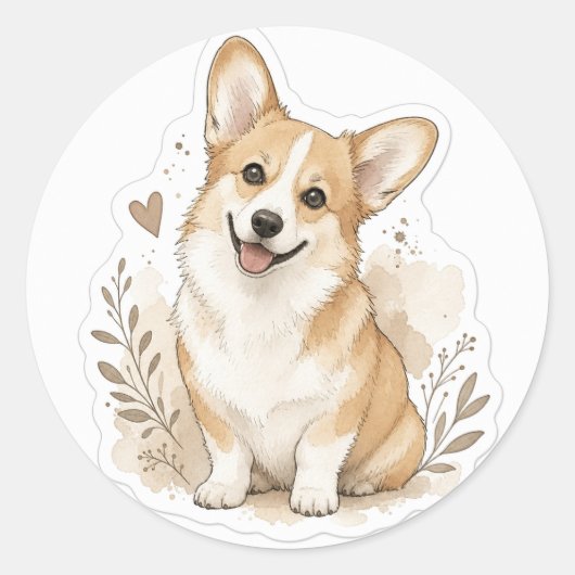 Fellbaby: Corgi Runder Aufkleber (Vorderseite)