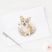 Fellbaby: Corgi Runder Aufkleber (Umschlag)