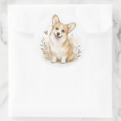 Fellbaby: Corgi Runder Aufkleber (Tasche)