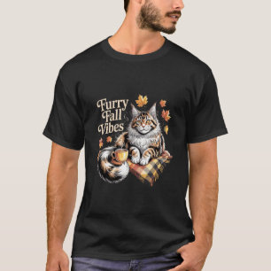 Fellige Herbststimmung Maine Coon Lustiger Herbst  T-Shirt