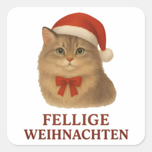 Fellige sibirische Weihnachtskatze Quadratischer Aufkleber